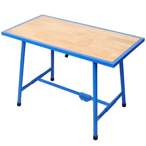 English Elm Foldable Steel Frame Workshop Bench with Wood Surface and 660lb Heavy Duty Capacity W465P298822