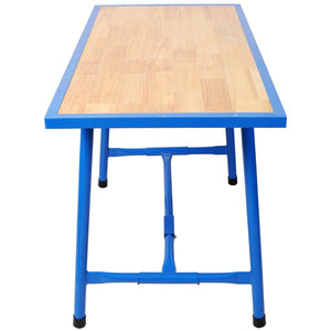 English Elm Foldable Steel Frame Workshop Bench with Wood Surface and 660lb Heavy Duty Capacity W465P298822