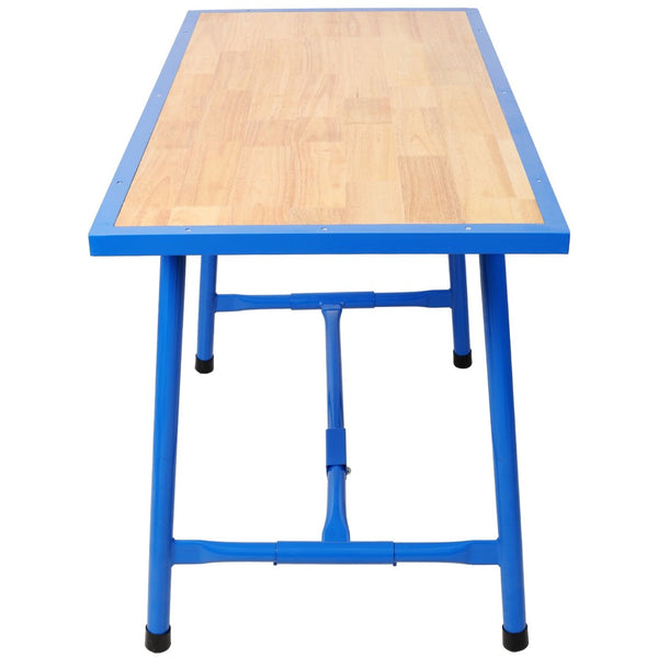 English Elm Foldable Steel Frame Workshop Bench with Wood Surface and 660lb Heavy Duty Capacity W465P298822