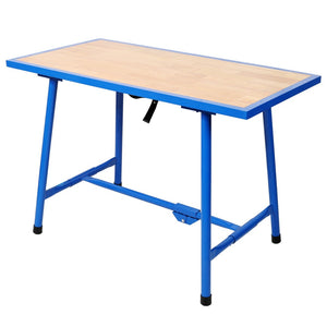 English Elm Foldable Steel Frame Workshop Bench with Wood Surface and 660lb Heavy Duty Capacity W465P298822