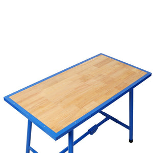 English Elm Foldable Steel Frame Workshop Bench with Wood Surface and 660lb Heavy Duty Capacity W465P298822