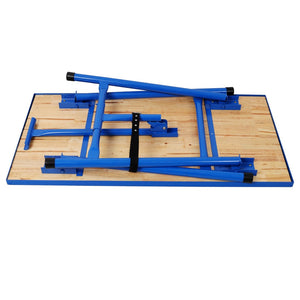 English Elm Foldable Steel Frame Workshop Bench with Wood Surface and 660lb Heavy Duty Capacity W465P298822