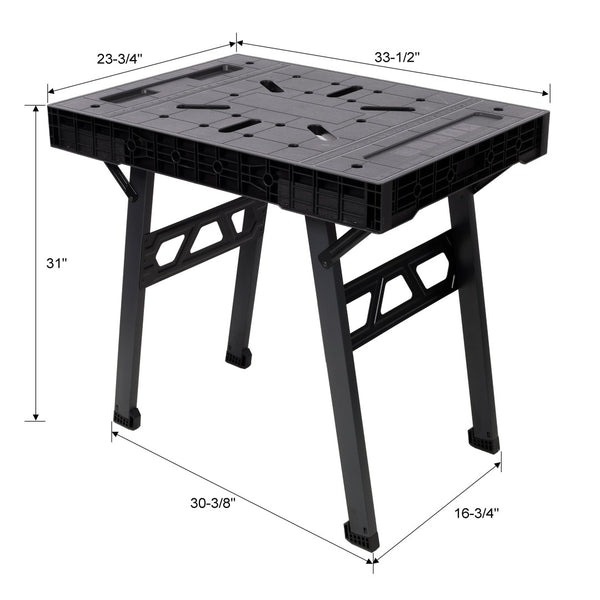 English Elm Foldable Workbench with 1650lb Capacity Quick Setup Garage Workshop Portable Station W465P304916