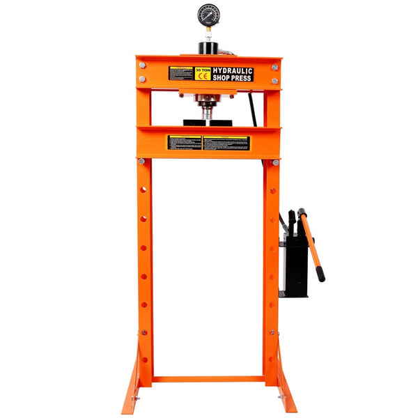 English Elm 30 Ton H-frame Hydraulic Shop Press with Adjustable Height Gauge for Garage Use W465P304919