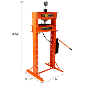 English Elm 30 Ton H-frame Hydraulic Shop Press with Adjustable Height Gauge for Garage Use W465P304919