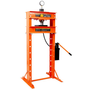English Elm 30 Ton H-frame Hydraulic Shop Press with Adjustable Height Gauge for Garage Use W465P304919