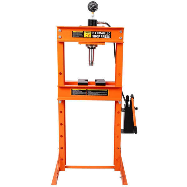 English Elm 30 Ton H-frame Hydraulic Shop Press with Adjustable Height Gauge for Garage Use W465P304919