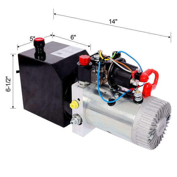 English Elm Heavy Duty 12v Dc Hydraulic Pump Unit 3qt Steel Tank for Dump Trailers Lifting W465P310717