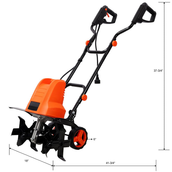English Elm 13.5amp Corded Electric Garden Tiller with 24 Steel Tines and 18 Inch Working Width W465P311043