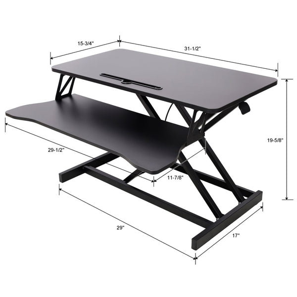 English Elm Adjustable Sit Stand Desk Converter with Gas Spring and Sliding Keyboard Tray Black W465P318123