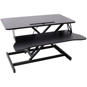 English Elm Adjustable Sit Stand Desk Converter with Gas Spring and Sliding Keyboard Tray Black W465P318123