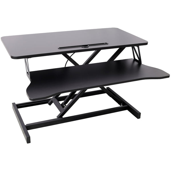English Elm Adjustable Sit Stand Desk Converter with Gas Spring and Sliding Keyboard Tray Black W465P318123