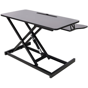English Elm Adjustable Sit Stand Desk Converter with Gas Spring and Sliding Keyboard Tray Black W465P318123