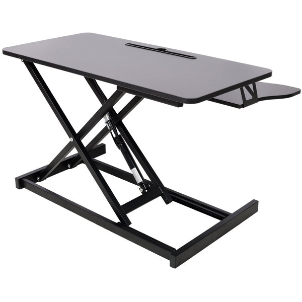 English Elm Adjustable Sit Stand Desk Converter with Gas Spring and Sliding Keyboard Tray Black W465P318123