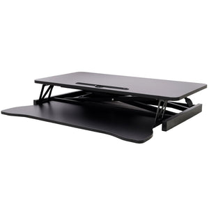 English Elm Adjustable Sit Stand Desk Converter with Gas Spring and Sliding Keyboard Tray Black W465P318123