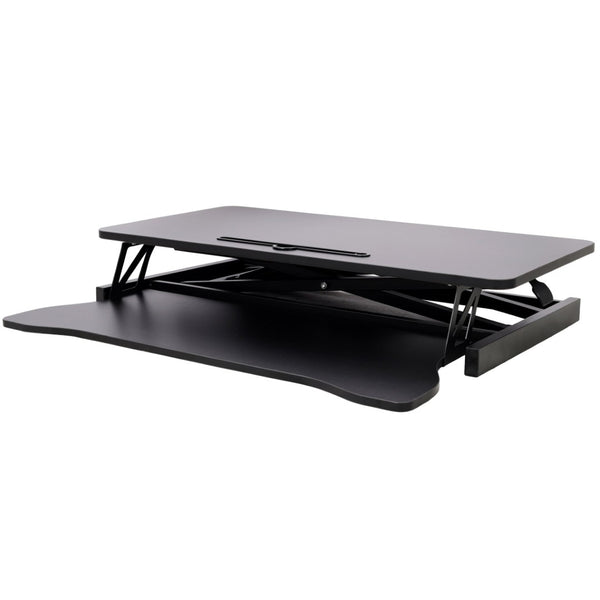 English Elm Adjustable Sit Stand Desk Converter with Gas Spring and Sliding Keyboard Tray Black W465P318123