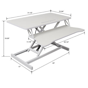 English Elm Adjustable Sit Stand Desk Converter with Gas Spring and Sliding Keyboard Tray White W465P318124