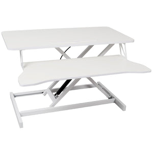 English Elm Adjustable Sit Stand Desk Converter with Gas Spring and Sliding Keyboard Tray White W465P318124
