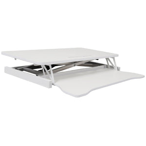 English Elm Adjustable Sit Stand Desk Converter with Gas Spring and Sliding Keyboard Tray White W465P318124