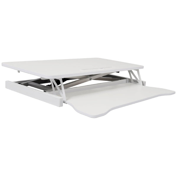 English Elm Adjustable Sit Stand Desk Converter with Gas Spring and Sliding Keyboard Tray White W465P318124