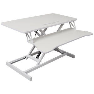 English Elm Adjustable Sit Stand Desk Converter with Gas Spring and Sliding Keyboard Tray White W465P318124