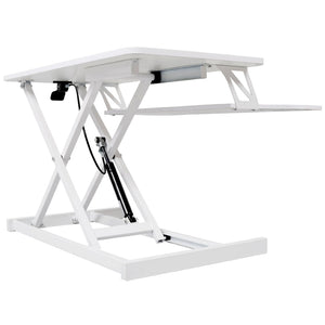 English Elm Adjustable Sit Stand Desk Converter with Gas Spring and Sliding Keyboard Tray White W465P318124