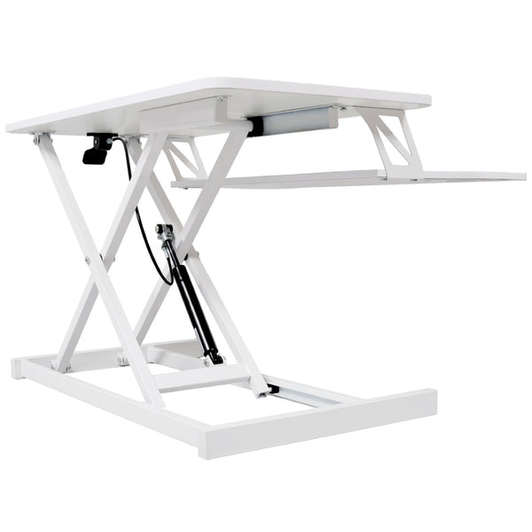 English Elm Adjustable Sit Stand Desk Converter with Gas Spring and Sliding Keyboard Tray White W465P318124