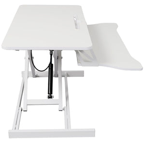 English Elm Adjustable Sit Stand Desk Converter with Gas Spring and Sliding Keyboard Tray White W465P318124
