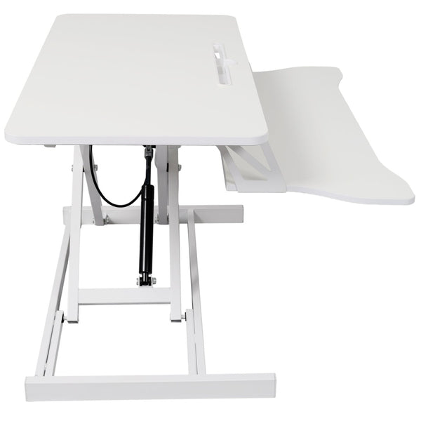 English Elm Adjustable Sit Stand Desk Converter with Gas Spring and Sliding Keyboard Tray White W465P318124