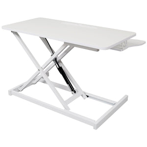 English Elm Adjustable Sit Stand Desk Converter with Gas Spring and Sliding Keyboard Tray White W465P318124