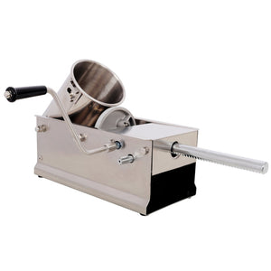 English Elm 3l/7lbs Horizontal Sausage Stuffer Stainless Steel Manual Machine with 4 Nozzles W465P320404