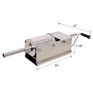 English Elm 3l/7lbs Horizontal Sausage Stuffer Stainless Steel Manual Machine with 4 Nozzles W465P320404