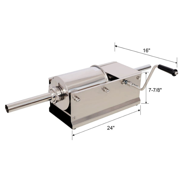 English Elm 3l/7lbs Horizontal Sausage Stuffer Stainless Steel Manual Machine with 4 Nozzles W465P320404