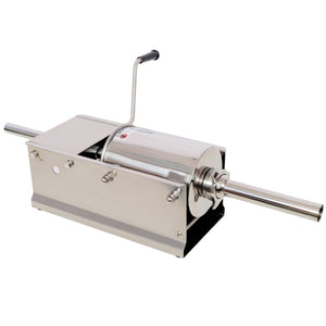 English Elm 3l/7lbs Horizontal Sausage Stuffer Stainless Steel Manual Machine with 4 Nozzles W465P320404