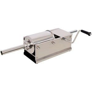 English Elm 3l/7lbs Horizontal Sausage Stuffer Stainless Steel Manual Machine with 4 Nozzles W465P320404