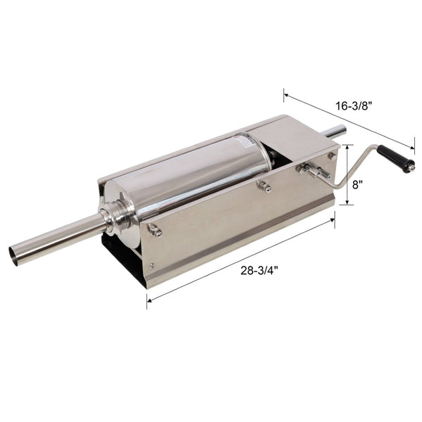 English Elm 5l/11lbs Horizontal Sausage Stuffer Stainless Steel Manual Press with Four Stuffing Tubes W465P320406