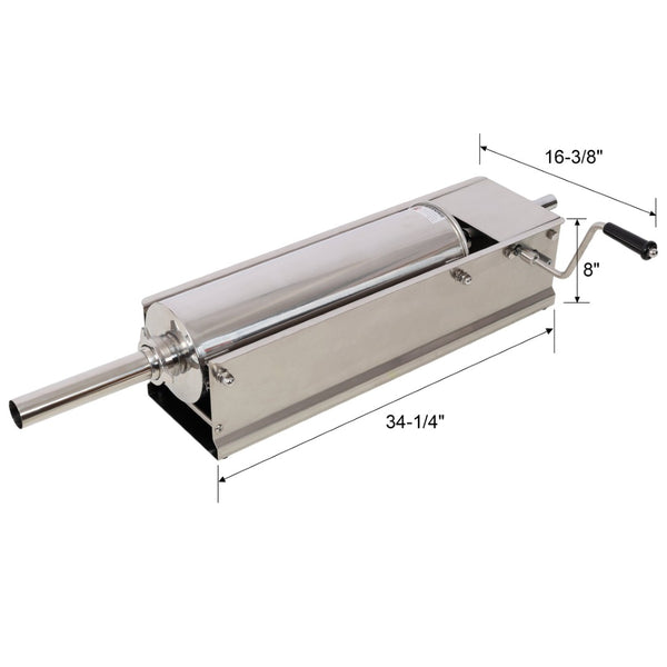 English Elm 7l/15lbs Horizontal Stainless Steel Sausage Stuffer Manual with Four Filling Nozzles W465P320411