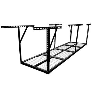 English Elm 2x8ft Overhead Garage Storage Rack Heavy Duty Steel Ceiling Mount 400lb Capacity Black W465P325872