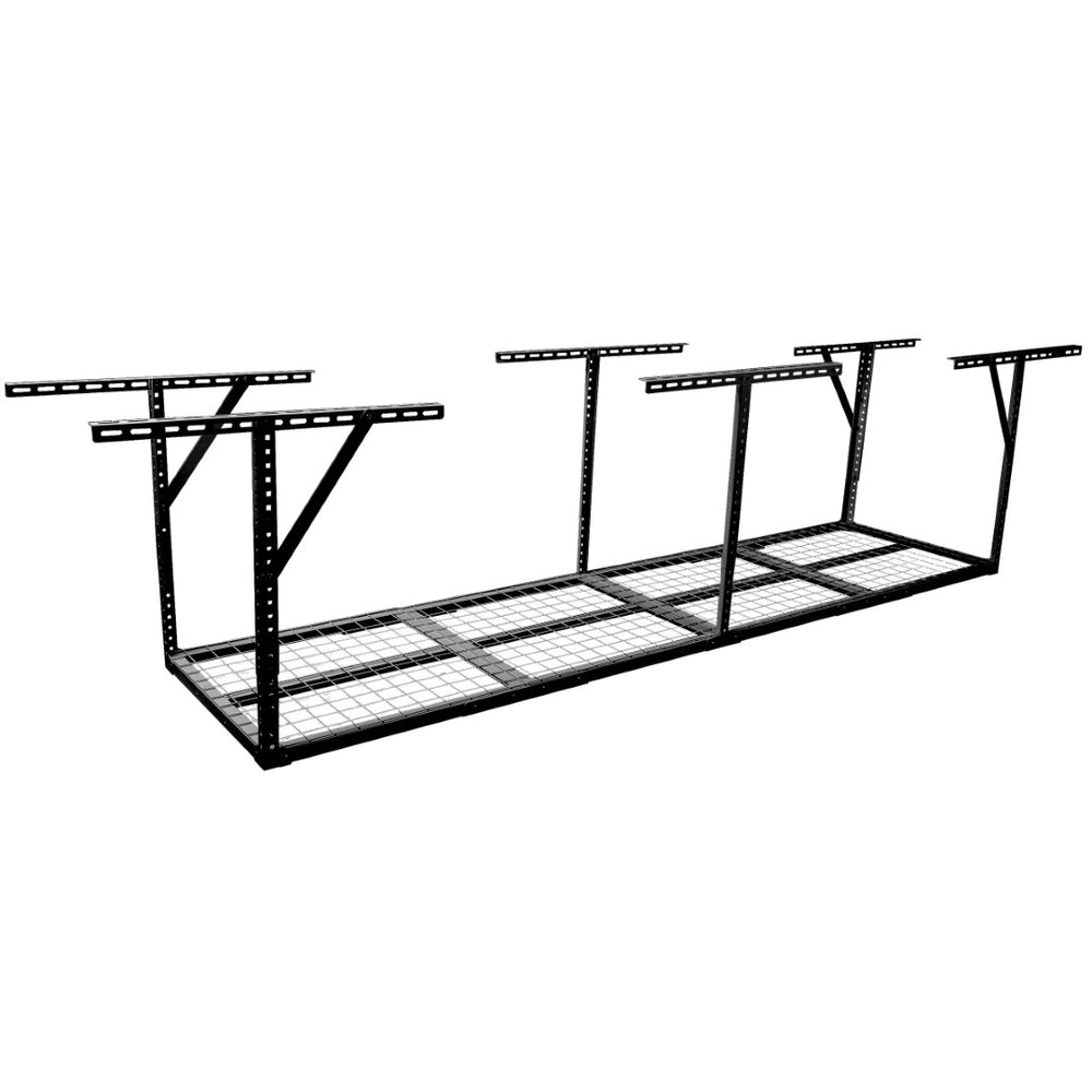 English Elm 2x8ft Overhead Garage Storage Rack Heavy Duty Steel Ceiling Mount 400lb Capacity Black W465P325872