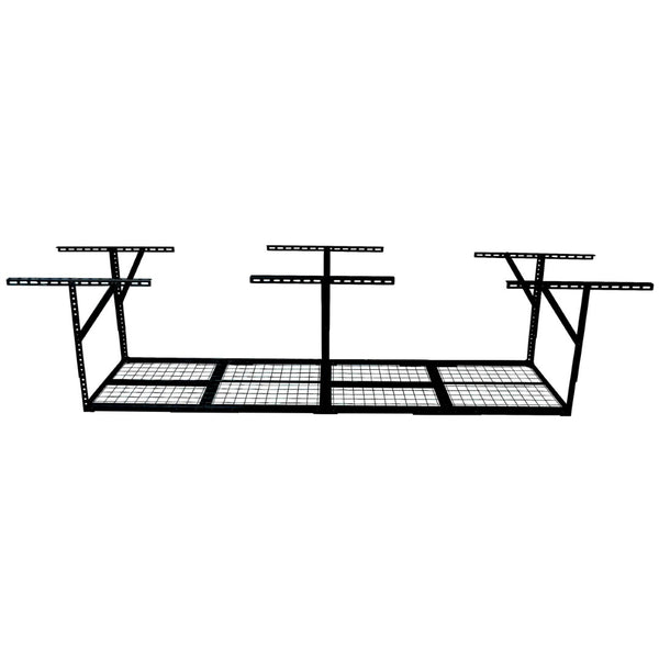 English Elm 2x8ft Overhead Garage Storage Rack Heavy Duty Steel Ceiling Mount 400lb Capacity Black W465P325872