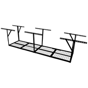 English Elm 2x8ft Overhead Garage Storage Rack Heavy Duty Steel Ceiling Mount 400lb Capacity Black W465P325872