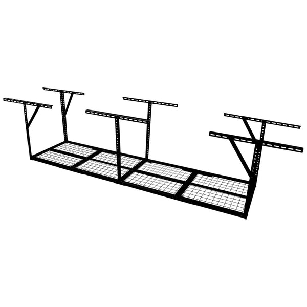 English Elm 2x8ft Overhead Garage Storage Rack Heavy Duty Steel Ceiling Mount 400lb Capacity Black W465P325872