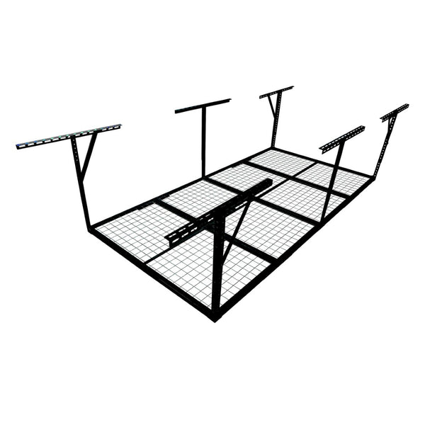 English Elm 3x8ft Overhead Garage Ceiling Storage Rack Heavy Duty Metal 600 Lb Adjustable Mount Black W465P325873