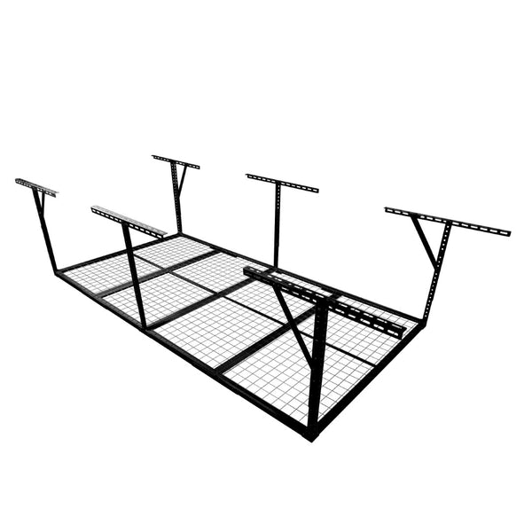 English Elm 3x8ft Overhead Garage Ceiling Storage Rack Heavy Duty Metal 600 Lb Adjustable Mount Black W465P325873