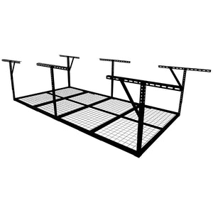 English Elm 4x8ft Overhead Garage Ceiling Rack Heavy Duty Steel 600 Lb Adjustable Storage Black W465P325876