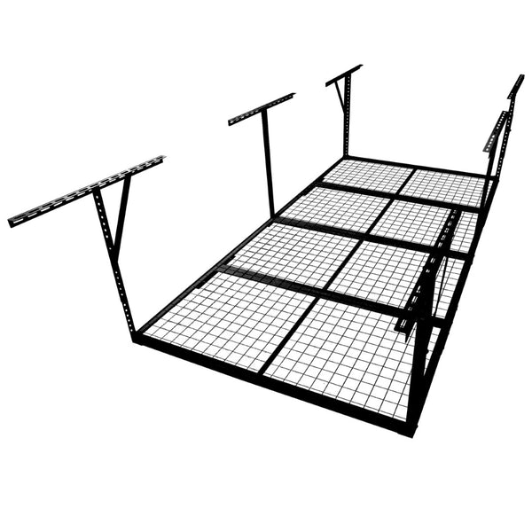 English Elm 4x8ft Overhead Garage Ceiling Rack Heavy Duty Steel 600 Lb Adjustable Storage Black W465P325876