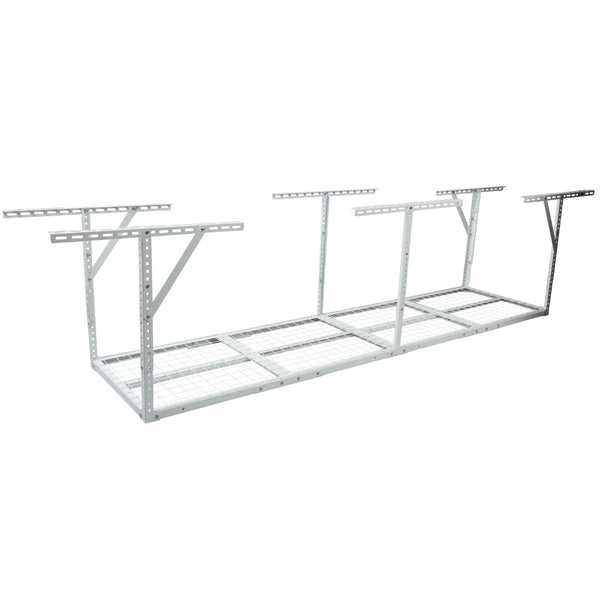 English Elm 2x8ft Overhead Garage Storage Rack Heavy Duty Steel Ceiling Mount 400lb Capacity White W465P325878