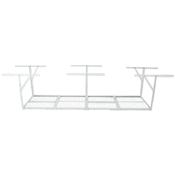 English Elm 2x8ft Overhead Garage Storage Rack Heavy Duty Steel Ceiling Mount 400lb Capacity White W465P325878