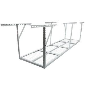 English Elm 2x8ft Overhead Garage Storage Rack Heavy Duty Steel Ceiling Mount 400lb Capacity White W465P325878