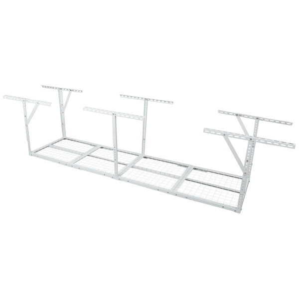 English Elm 2x8ft Overhead Garage Storage Rack Heavy Duty Steel Ceiling Mount 400lb Capacity White W465P325878